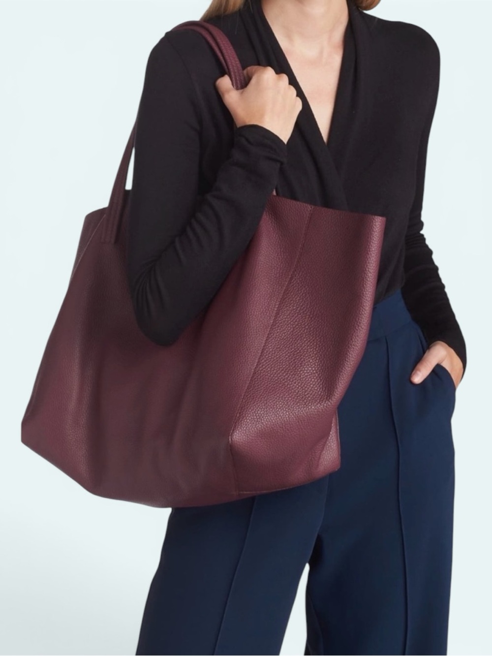 Kurt Geiger EUC Violet Horizontal Leather Tote - Picture 2 of 12